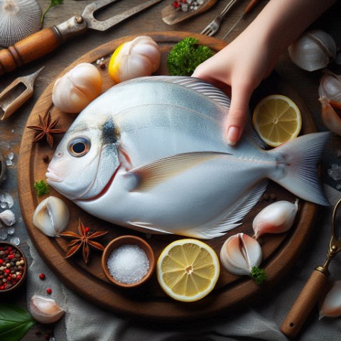 White Pomfret Fish Safaid Paplet Machlipalla.pk